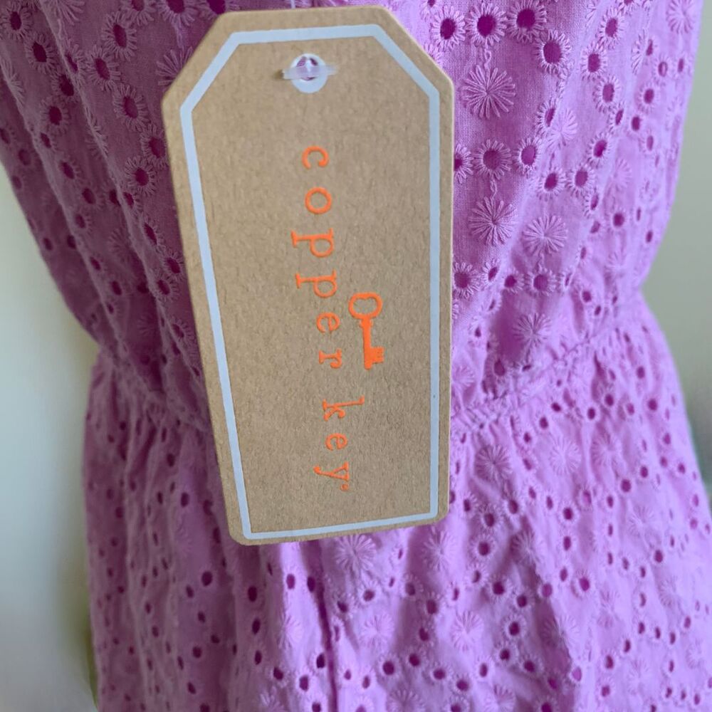 NWT Eyelet Lavender Short Sleeve Summer Mini Dress Feminine Style Size S - Picture 7 of 11